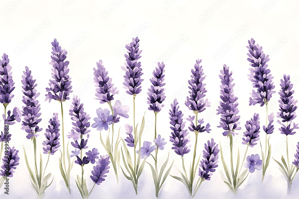 Naklejka premium Elegant lavender field watercolor illustration