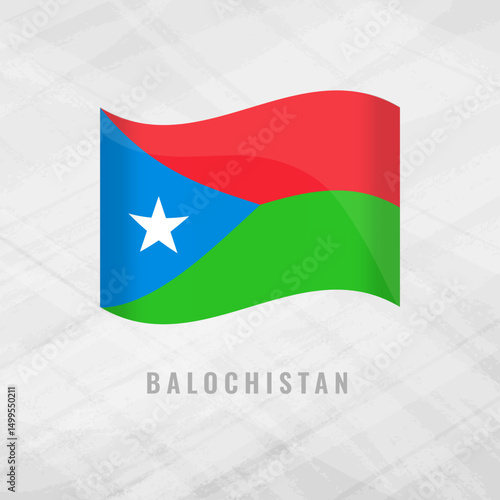3d illustration waving flag of Balochistan. Vector flag of Balochistan on Grey Background . Symbol of Balochistan.