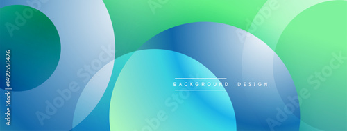 Abstract fluid shapes overlap, creating vibrant blue, green gradients. Modern design element for backgrounds, presentations. Smooth transitions visible.