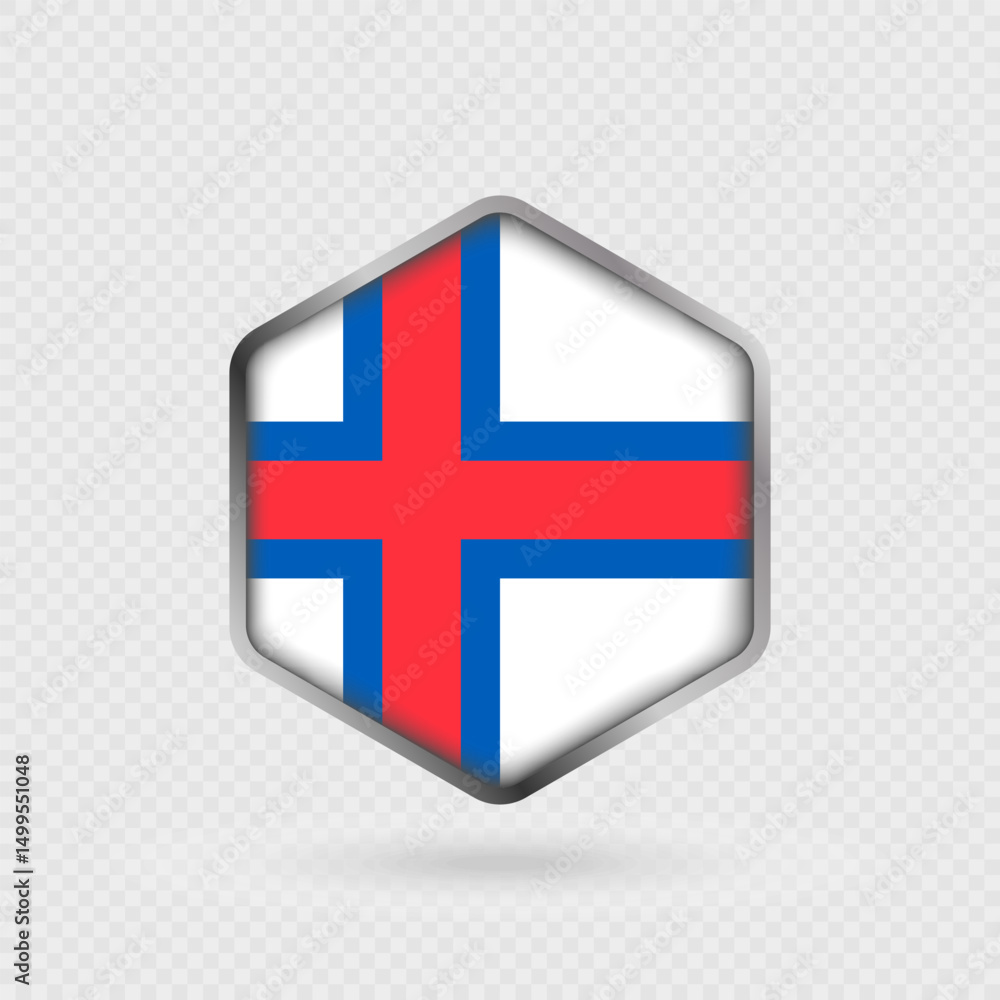 Obraz premium Faroe Islands flag icon in hexagon shape.