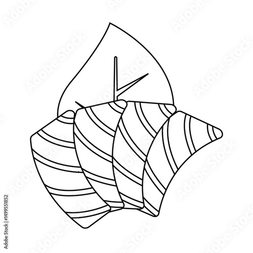 Sashimi with Leaf Outline Icon Illustration on White Background