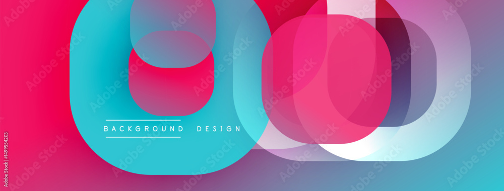 Fototapeta premium Abstract colorful overlapping circles create vibrant background. Gradient hues blend smoothly, offering modern design element.