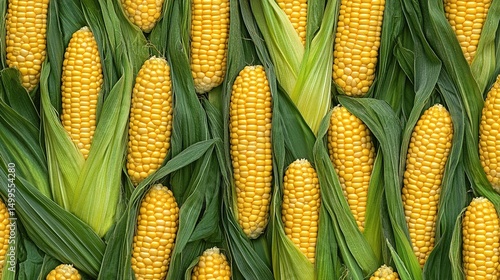 Stock texture pattern of fresh corn vegetables with seamless repeatability and tileability