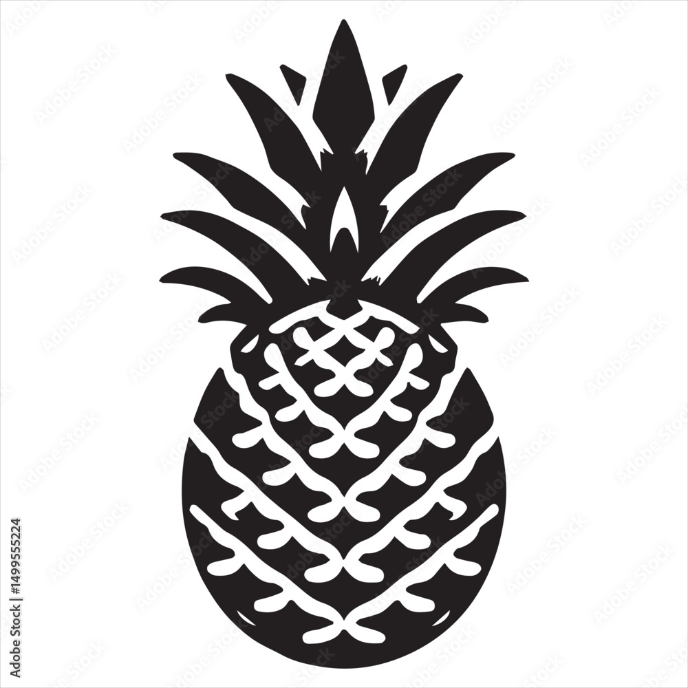 Obraz premium Pineapple Vector art illustration with leaves