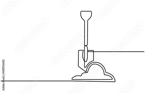 One continuous line drawing of shovel. Single line of shovel vector illustration