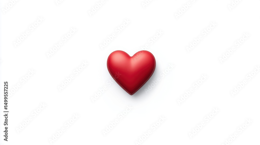 Red Heart Symbol Isolated on White Background Love and Romance Valentines Day Concept Minimalist Style Top View Studio Shot Red Heart Symbol Isolated on White Background Love and Romance Valentines Day Concept Minimalist Style Top View Studio Shot