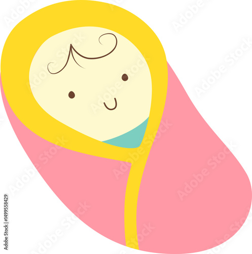 Newborn baby decoration, baby shower, gender reveal, postcard, invitation illustration. Vector isolated.