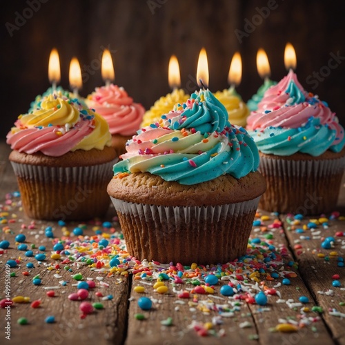 birthday cupcake with candles