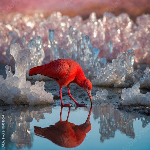 red flamingo in the water