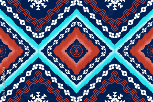 Ethnic Figure aztec embroidery style.Geometric ikat oriental traditional art pattern.Design for ethnic background,wallpaper,fashion,clothing,wrapping,fabric,element,sarong,graphic,vector illustration.