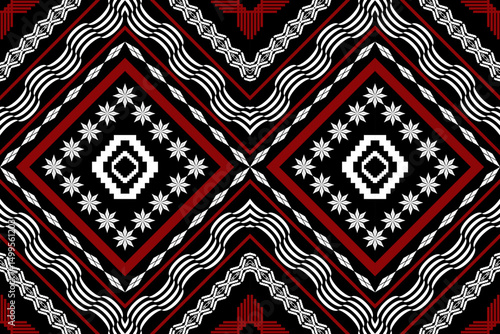 Ethnic Figure aztec embroidery style.Geometric ikat oriental traditional art pattern.Design for ethnic background,wallpaper,fashion,clothing,wrapping,fabric,element,sarong,graphic,vector illustration.