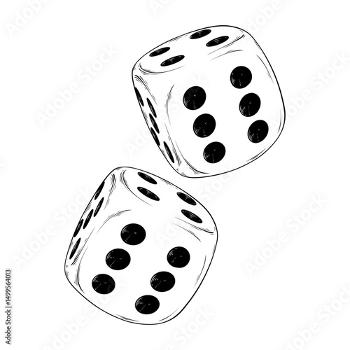 dice vector line art drawing illustration