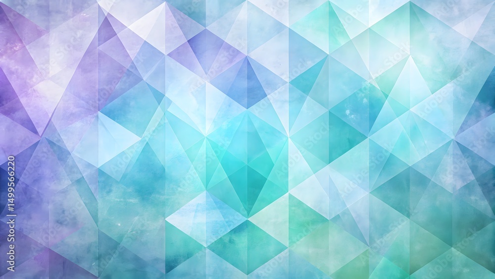 Fototapeta premium Abstract Geometric Pattern, Teal, Purple, White Triangles