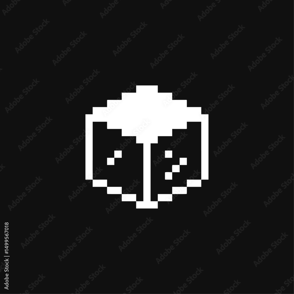 Obraz premium Pixelated ice cube icon logo flat vector design