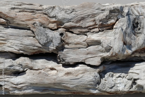 Close-up of a weathered driftwood log shows intricate patterns and natural textures, creating a rustic and organic background for various creative projects.