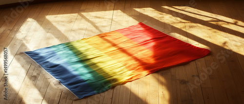 Rainbow pride wallpaper indoor space colorful design sunlit room