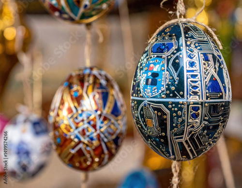 Wallpaper Mural Intricate Easter eggs adorned with vibrant colors and detailed designs, showcasing blend of traditional and modern artistry Torontodigital.ca