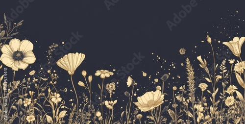Gold flowers on a dark background