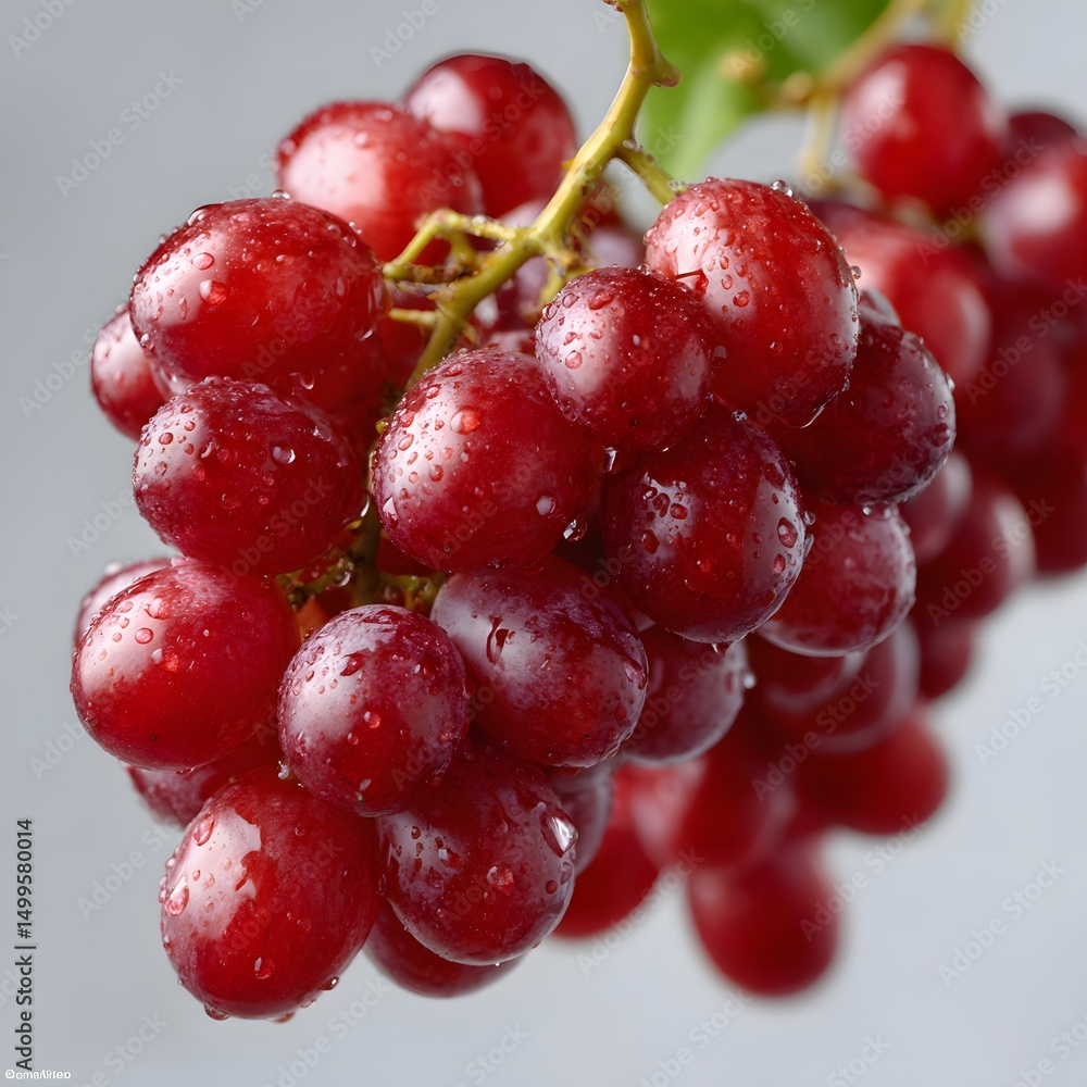 Close-up of a bunch of red grapes covered in water droplets (1) Close-up of a bunch of red grapes covered in water droplets (1)