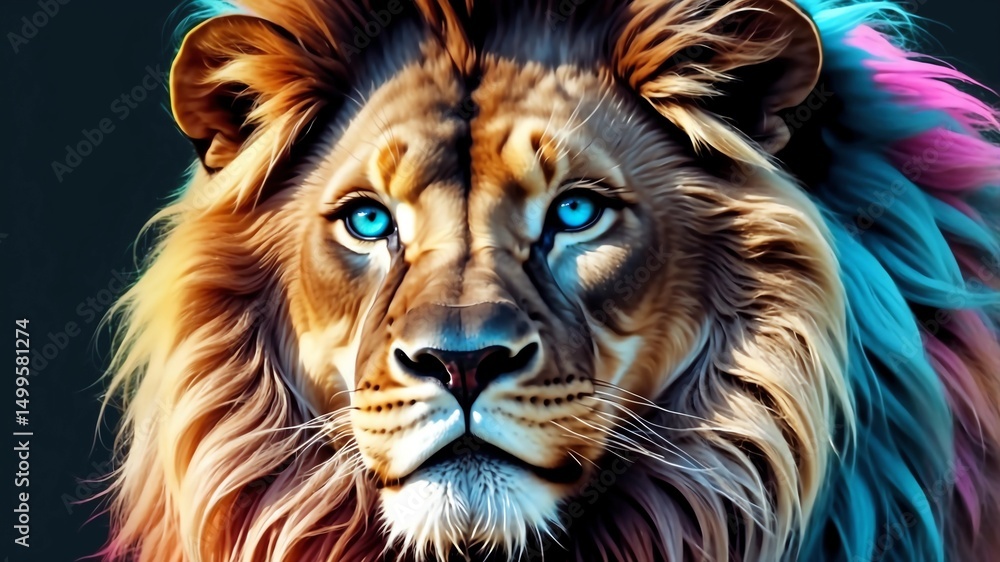 Fototapeta premium Fantasy digital art of a lion