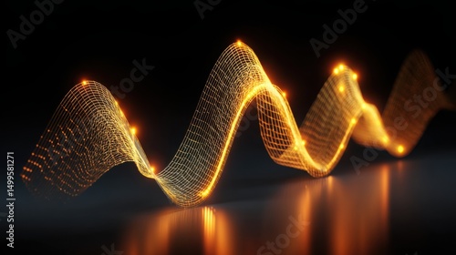 Illuminating wave of light representing quantum-modeled fib price inflection curve icon concept in visual design