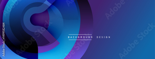 Abstract blue layers create dynamic visual effect. Gradient shades blend, forming modern background design. Text reads background design.