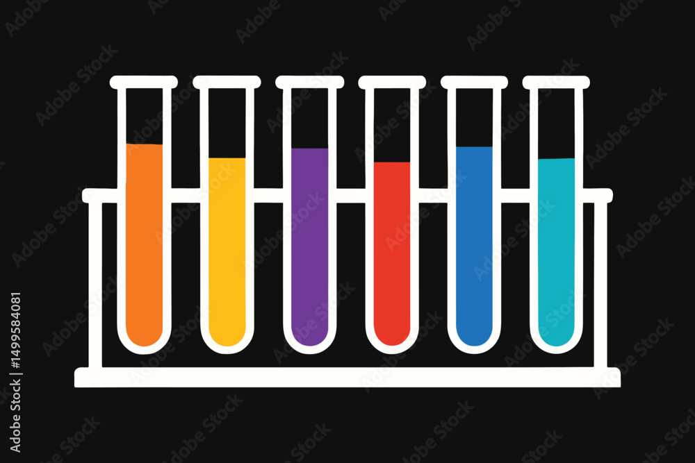 Fototapeta premium Colorful Test Tubes in a Rack Science Experiment
