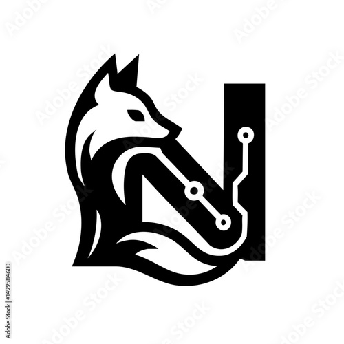 The Fox and Letter N Logo Icon Symbol Emblem