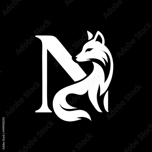 The Fox and Letter N Logo Icon Symbol Emblem