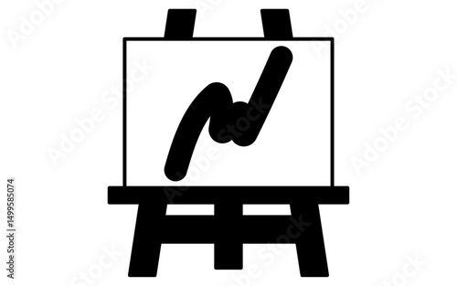 Simple line drawing icon of easel and campus
