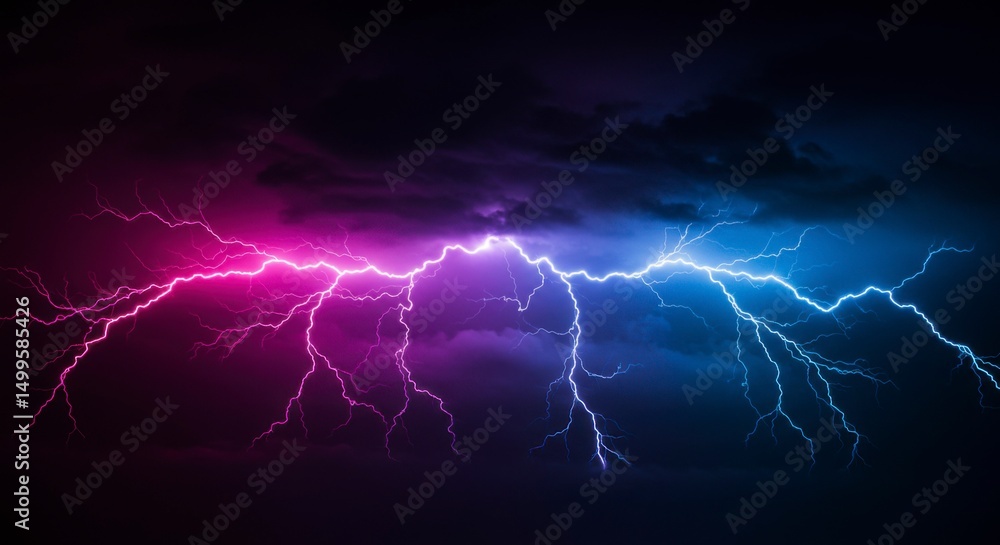 Fototapeta premium Dramatic lightning storm. Dark clouds