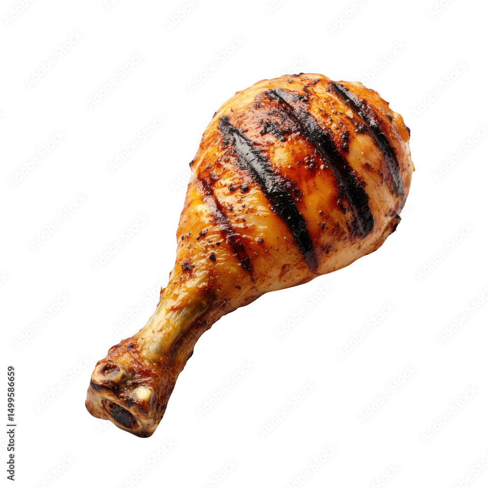 Grilled chicken leg quarter on transparent background Grilled chicken leg quarter on transparent background