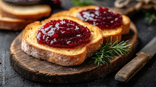 Wallpaper Mural Toasted bread slices topped with cranberry jam Torontodigital.ca