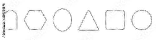 Rope circular frame with braided border, nautical marine pattern. Flat vector illustration isolated on white background
