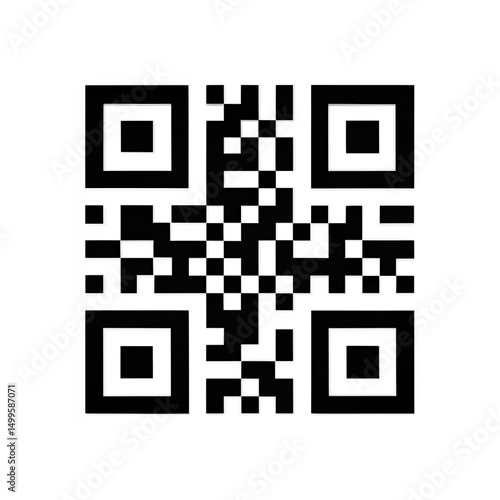 Stylized QR Code Illustration White Lines on Black Background, Modern Design Element