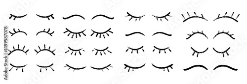 Cute eyelash eye with unicorn cartoon style. Feminine face close-up illustration. Flat vector illustration isolated on white background.