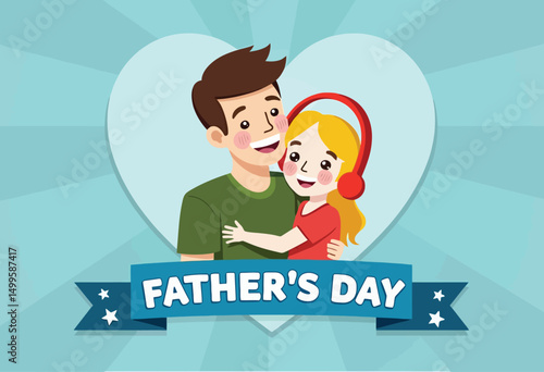 Embracing Father's Day: A heartwarming illustration of a father and child sharing a tender hug, symbolizing love, protection, and the unique bond.