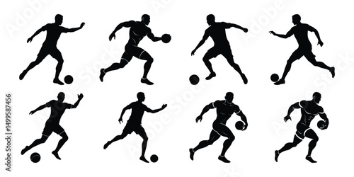 Wallpaper Mural Silhouette set of people playing football soccer vector on white background, playing different positions Torontodigital.ca