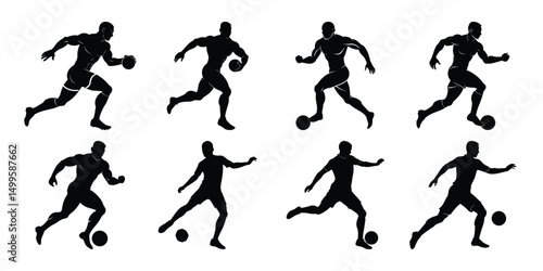 Wallpaper Mural Silhouette set of people playing football soccer vector on white background, playing different positions Torontodigital.ca