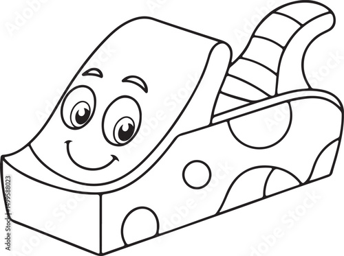 Cartoon style wood planer premium quality vintage vector illustration, cartoon style wood planer silhouette vector art, cartoon style wood planer line art vector design