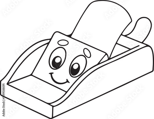 Cartoon style wood planer premium quality vintage vector illustration, cartoon style wood planer silhouette vector art, cartoon style wood planer line art vector design