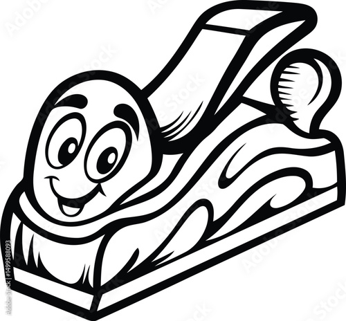 Cartoon style wood planer premium quality vintage vector illustration, cartoon style wood planer silhouette vector art, cartoon style wood planer line art vector design