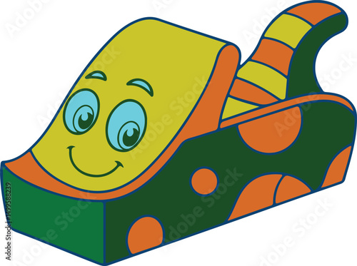 Cartoon style and colorful wood planer premium quality vintage vector illustration, cartoon style wood planer silhouette vector art, cartoon style wood planer line art vector design