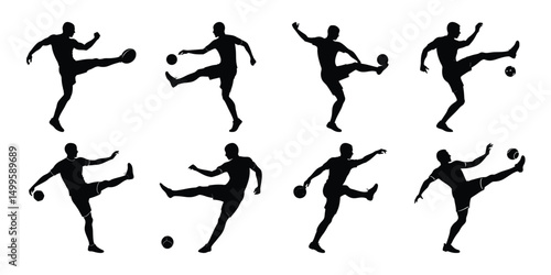 Silhouette set of people playing football soccer vector on white background, playing different positions