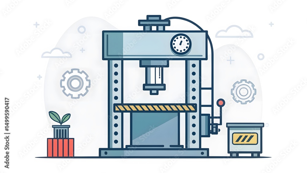 Obraz premium Hydraulic Press Machine Illustration
