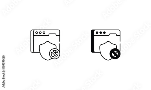 Ad Blocker icons set vector stock illustration