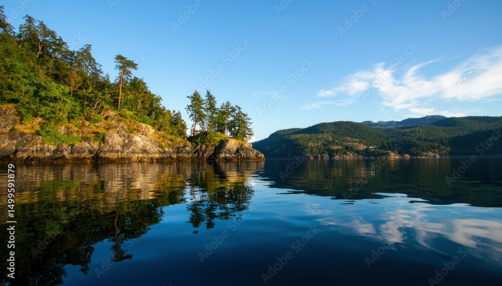 Fototapeta premium Serene Coastal Landscape Reflecting