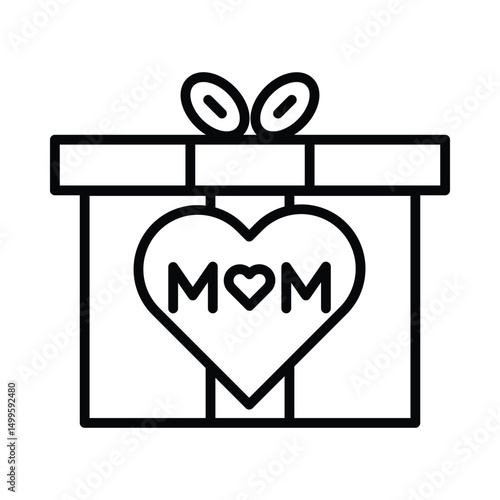 Gift box with ribbon and "Love Mom" tag, symbolizing a special present for Mother’s Day celebration.