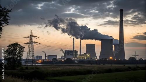 Coal Power Plant at Sunset