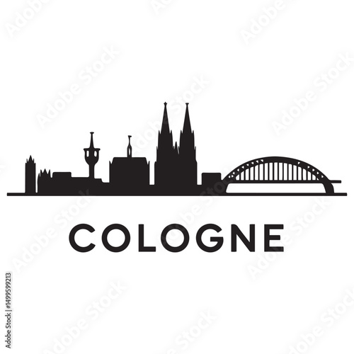 Vector Cologne skyline. Travel Cologne landmarks. Business and tourism concept for presentation, banner, website. Vector black silhouette. with white background